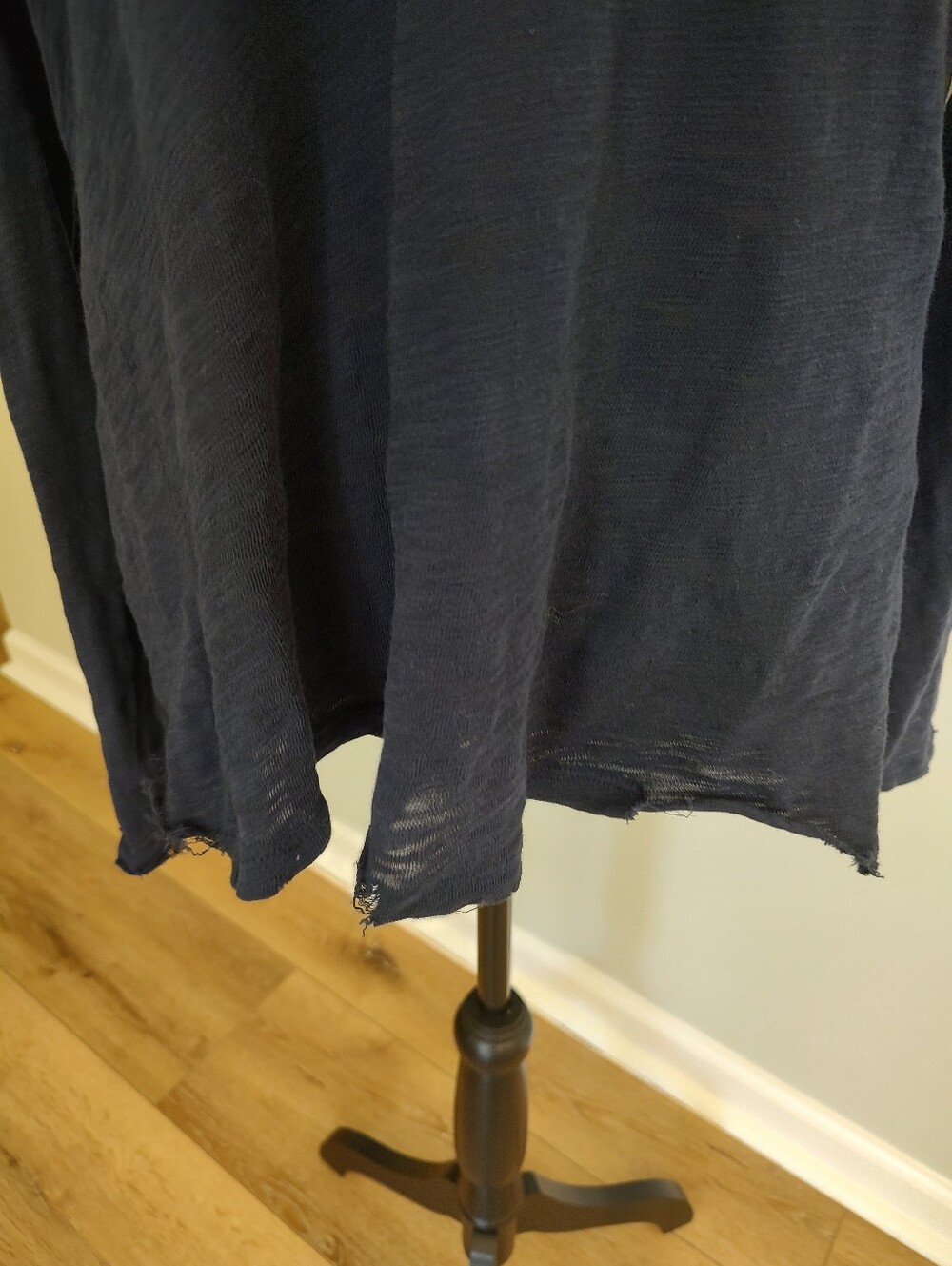 ATM Slub Jersey Destroyed Wash Distressed Hem Navy Blue Long Sleeve Shirt M - Picture 14 of 16